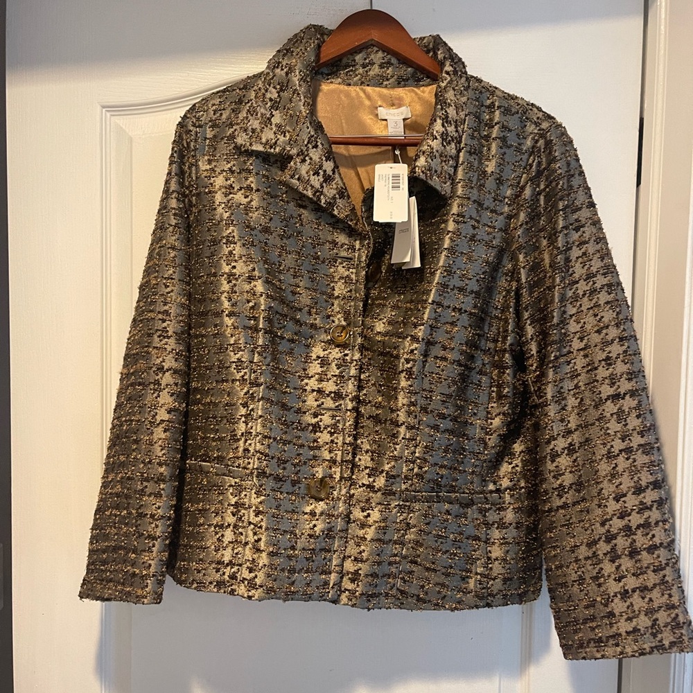 Chicos glimmering, hounds tooth, fingerprint jacket, Brindle color